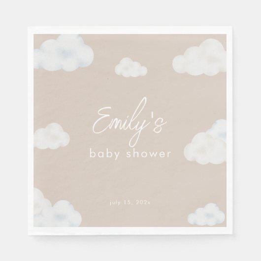Oh Baby Modern Beige Cloud Baby shower servet (Voorkant)