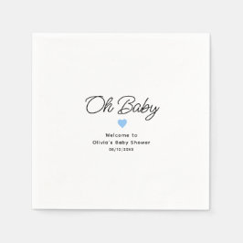 Oh Baby Modern Blauw Baby shower Custom Servet