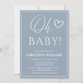 Oh Baby Modern Blue Baby shower Kaart (Voorkant)