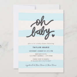 Oh Baby Modern Blue Stripes Boy Baby shower Kaart