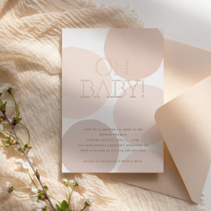 OH BABY. Modern Blush Polka Dot Baby shower Folie Uitnodiging