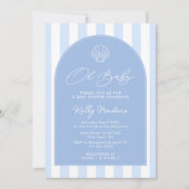 Oh Baby Modern Coastal Blauw en Wit Baby shower Kaart (Voorkant)
