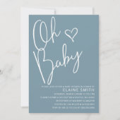 Oh Baby Modern Cute Blue Boy Baby shower Kaart (Voorkant)