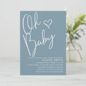 Oh Baby Modern Cute Blue Boy Baby shower Kaart (Staand voorkant)