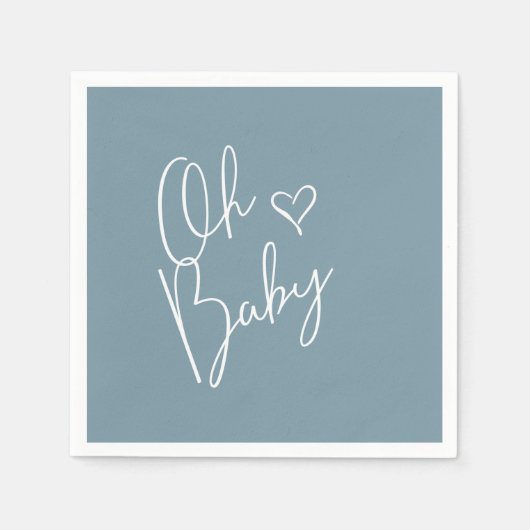 Oh Baby Modern Cute Blue Boy Baby shower Servet (Voorkant)