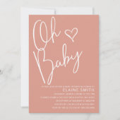 Oh Baby Modern Cute Pink Girl Baby shower Kaart (Voorkant)