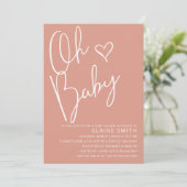 Oh Baby Modern Cute Pink Girl Baby shower Kaart (Staand voorkant)