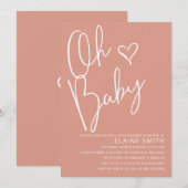 Oh Baby Modern Cute Pink Girl Baby shower Kaart (Voorkant / Achterkant)