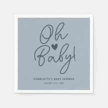 Oh Baby Modern Dusty Blue Boy Baby shower Custom