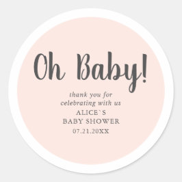 Oh Baby Modern Eenvoudig Baby shower Ronde Sticker