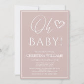Oh Baby Modern Eenvoudig Blush Roze Baby shower Kaart (Voorkant)
