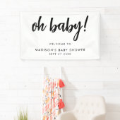 Oh Baby Modern Elegant Black en White Baby shower Spandoek (Insitu)