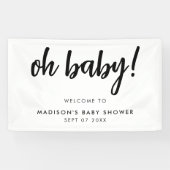 Oh Baby Modern Elegant Black en White Baby shower Spandoek (Horizontaal)
