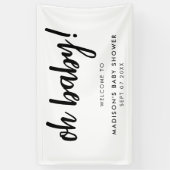 Oh Baby Modern Elegant Black en White Baby shower Spandoek (Verticaal)