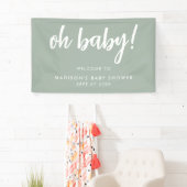 Oh Baby Modern Elegant Sage Green Baby shower Spandoek (Insitu)