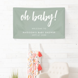 Oh Baby Modern Elegant Sage Green Baby shower Spandoek