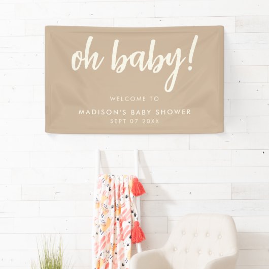Oh Baby Modern Elegant Tan Baby shower Spandoek (Insitu)