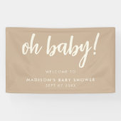Oh Baby Modern Elegant Tan Baby shower Spandoek (Horizontaal)