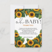 "Oh Baby" Modern Elegant Zonnebloem Baby shower Bedankkaart (Voorkant)