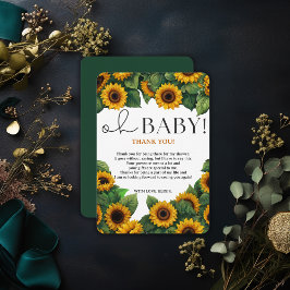 "Oh Baby" Modern Elegant Zonnebloem Baby shower Bedankkaart