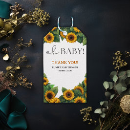 "Oh Baby" Modern Elegant Zonnebloem Baby shower Cadeaulabel