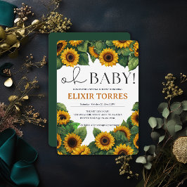 "Oh Baby" Modern Elegant Zonnebloem Baby shower Kaart