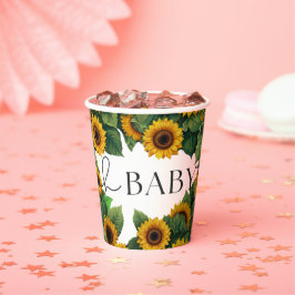 "Oh Baby" Modern Elegant Zonnebloem Baby shower Papieren Bekers
