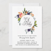 Oh Baby Modern Floral Baby shower Uitnodiging (Voorkant)