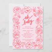 Oh Baby Modern Flowers Blush Pink Girl Baby shower Kaart (Voorkant)