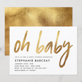 Oh Baby Modern Glam Gold Glitter Baby shower Kaart