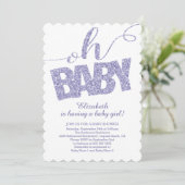 Oh Baby! Modern Glitter Baby shower Invitation Kaart (Staand voorkant)