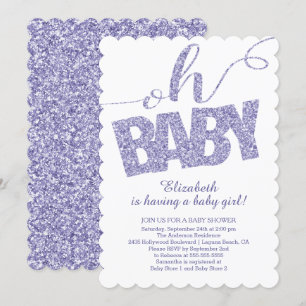Oh Baby! Modern Glitter Baby shower Invitation Kaart