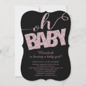 Oh Baby! Modern Glitter Baby shower Invitation Kaart (Voorkant)