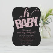Oh Baby! Modern Glitter Baby shower Invitation Kaart (Staand voorkant)