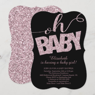 Oh Baby! Modern Glitter Baby shower Invitation Kaart