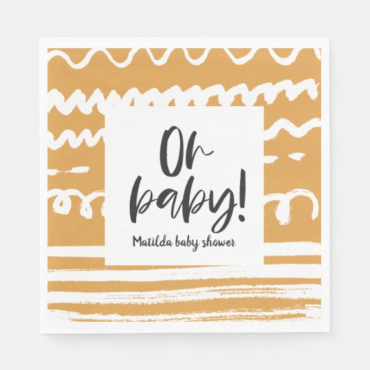 Oh baby! modern grafisch baby shower feest servet (Voorkant)