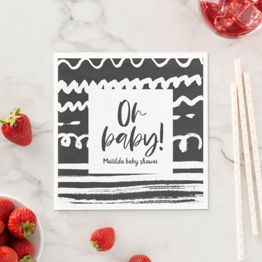 Oh baby! modern grafisch baby shower feest servet (Insitu)