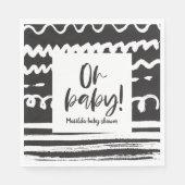 Oh baby! modern grafisch baby shower feest servet (Voorkant)