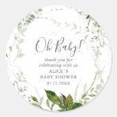 Oh Baby Modern groen laat Baby shower achter Ronde Sticker (Voorkant)