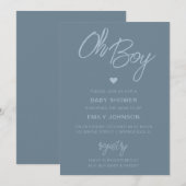 Oh Baby Modern Minimal Dusty Blue Boy Baby shower Kaart (Voorkant / Achterkant)