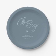 Oh Baby Modern Minimal Dusty Blue Boy Baby shower