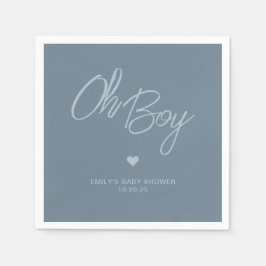 Oh Baby Modern Minimal Dusty Blue Boy Baby shower Servet