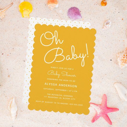 Oh Baby Modern Minimal Yellow Summer Baby shower Kaart