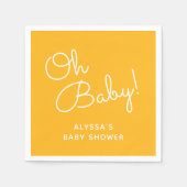 Oh Baby Modern Minimal Yellow Summer Baby shower Servet (Voorkant)