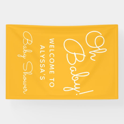 Oh Baby Modern Minimal Yellow Summer Baby shower Spandoek (Horizontaal)