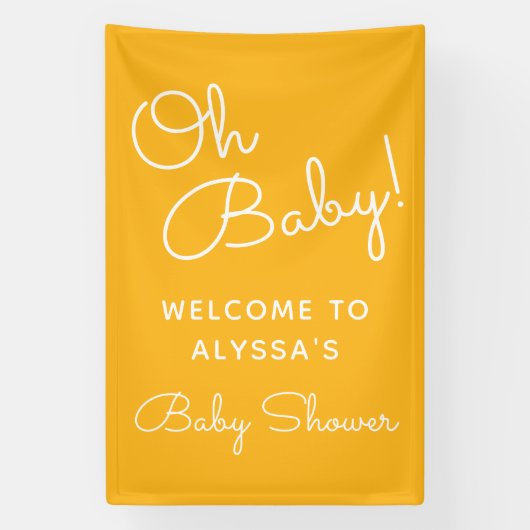 Oh Baby Modern Minimal Yellow Summer Baby shower Spandoek (Verticaal)