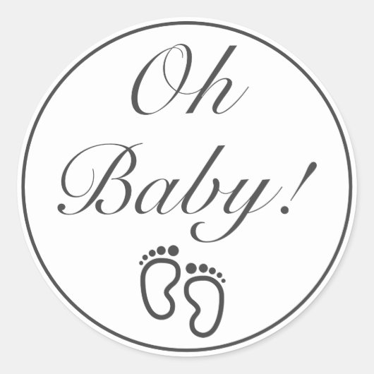 OH BABY Modern Minimalist Wit Zwart Ronde Sticker (Voorkant)