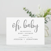 Oh, baby Modern Minimalistisch Baby shower Co-ed Kaart (Staand voorkant)