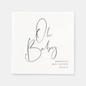 "Oh Baby" Modern minimalistisch script Baby shower Servet (Voorkant)