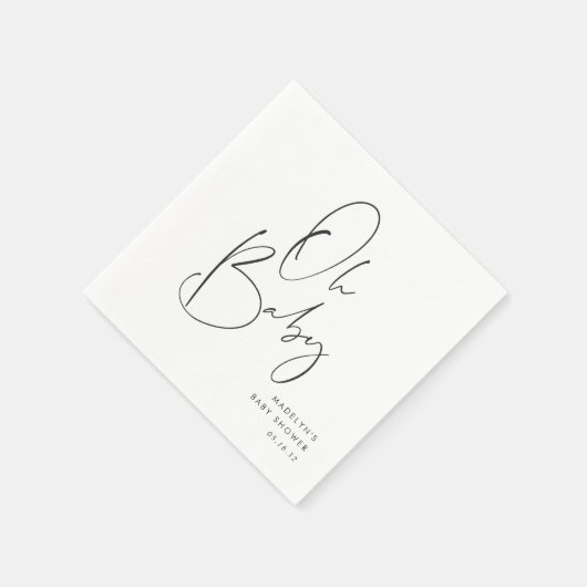 "Oh Baby" Modern minimalistisch script Baby shower Servet (Hoek)